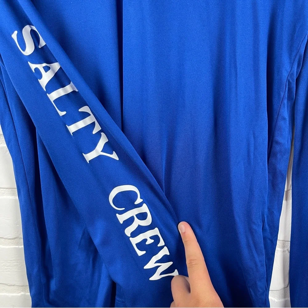 Salty Crew Fishing Sun Shirt long sleeve Royal Blue Shark Graphic tee upf XL